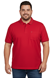 Camisa Polo Com Bolso Essencial Piquet Com Elastano Carmim Dockston