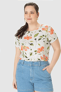 Blusa Feminina Plus Size Estampa Floral em Viscose Stretch Malwee