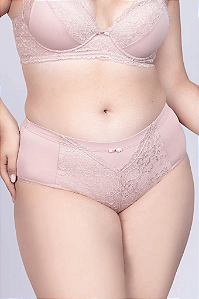 Calça Alta Plus Anatômica em Microfibra e Renda Santa Passion