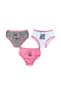 Calcinha Infantil Loba Disney Minnie Mouse  Kit com 3 Unidades Lupo