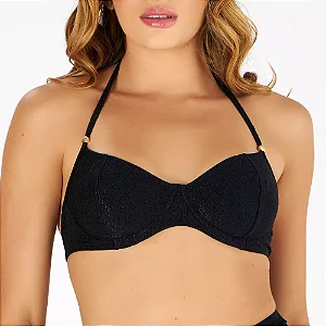 Bíquini Top Meia Taça Com Alça Decor Texturizado Banho De Mar