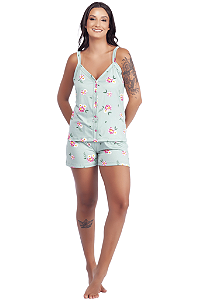 Short Doll Estampado de Alça com Abertura Frontal Souza