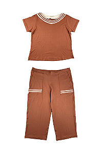 Conjunto Feminino com Calça E Blusa Manga Curta Viscose Barrielli