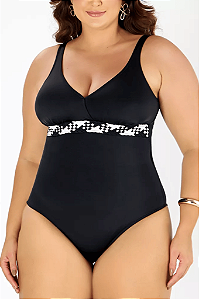 Maiô Classico Trança Bicolor Liso Proteção UV 50+ Preto Banho De Mar