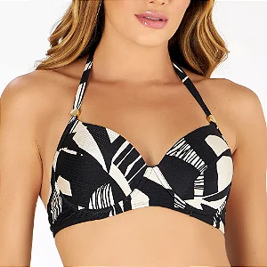 Top Com Bojo E Recorte Estampado Calcario Abstrato Banho De Mar