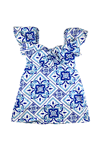 Vestido Curto Thais Azul Viscose Manifesto