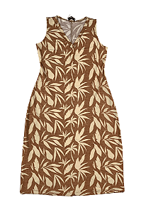 Vestido Simplicidade Sem Manga Decote V palmeiras Cor Do Céu