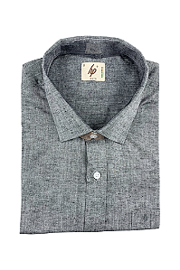 Camisa Social Masculina Manga Curta Algodão Com Linho HP Ouro