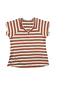 Blusa Manga Curta Listrada Egito Viscose Barrielli