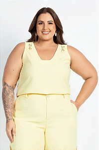 Blusa Regata Amarela Feminina Viscose Medimodas