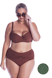 Tanga Hot Pants em Jacquard com Fivela Mesclada