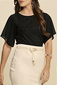 Blusa Estampada em Viscolycra com Glitter Miravest
