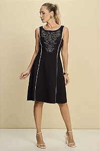 Vestido Sem Mangas Em Ponto Roma Com Decote U Miravest