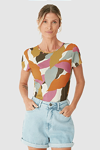 Blusa Justa Feminina Estampada Em Viscose Stretch Malwee