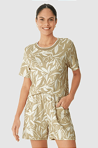 Blusa Feminina Estampada Decote Retilínea Em Moletinho De Viscose Malwee