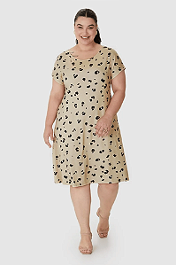 Vestido Feminino Plus Size Reto Estampa Digital Em Viscose Stretch Malwee