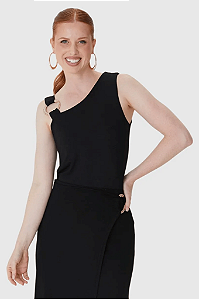 Blusa Feminina Assimétrica Alça Detalhe Com Argola Em Viscose Stretch Malwee