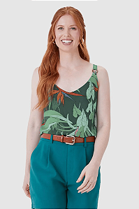 Regata Feminina Reta Decote V Alça Detalhe Argola Em Viscose Malwee