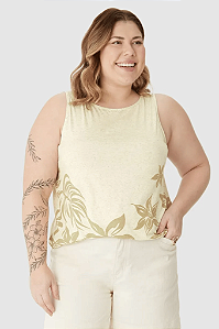 Regata Feminina Plus Size Evasê Estampada Em Malha Viscolinho Stretch Malwee