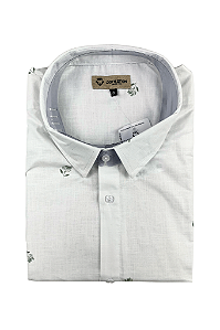 Camisa Social Masculina Manga Curta Flor de Sal Biarritiz Branca Dockston