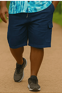 Bermuda Plus Size Jeans Cargo Masculina HF