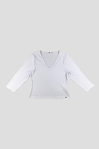 Blusa Manga Longa Canelada Branca Marialicia