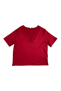 Blusa Feminina Meia Manga com Decote V em Viscose Marialícia