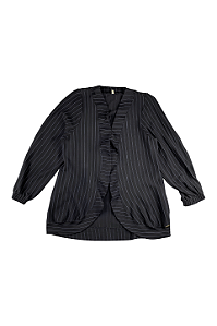 Cardigan Feminino Listrado com Elástico nas Mangas Cativa
