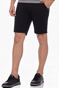 Bermuda Masculina Sarja Alfaiataria Premium Urban Preta Comfort Fit Dockston