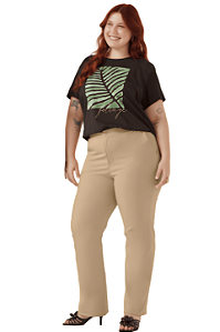 Blusa Feminina Gola Redonda Estampa Folha Delicada MariaLícia