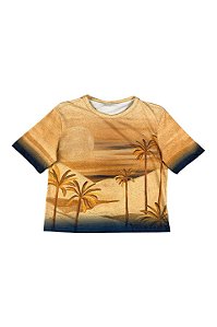 Blusa Feminina Manga Curta Regular Estampada Viscose Malwee