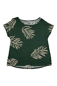Blusa Feminina Mullet Manga Curta Slim Estampada Verde Malwee