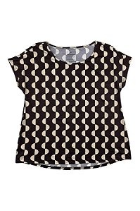 Blusa Feminina Mullet Manga Curta Slim Estampada Marrom Malwee