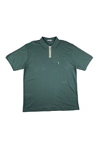 Camisa Polo Masculina Manga Curta Verde Algodão Piquet Gola Lisa Com Ziper Ferreira Mello