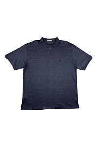 Camisa Polo Masculina Manga Curta Fecho Piquet Sensation Marinho Mescla Ferreira Mello