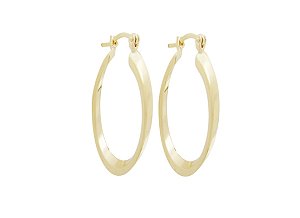 BB 2453 Brinco Argola Oval Achatada 3,5CM  BRUNA Semijoias