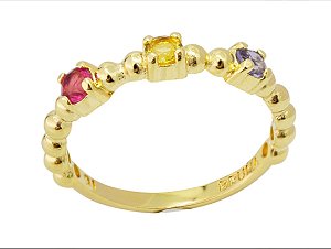 AB 1875 Anel Com Zircônias Coloridas BRUNA Semijoias