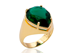 AB 1961 Anel Gota Cristal Verde 1,6CM BRUNA Semijoias