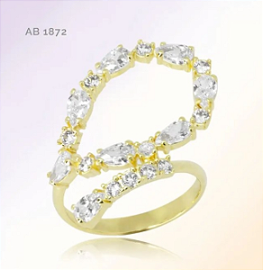 AB 1872 Anel Gota Diagonal Zirconias BRUNA Semijoias