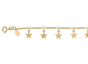 BP 0305 Pulseira Infantil Estrelas Pendurada 14CM BRUNA Semijoias