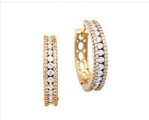 BB 2617 Brinco Argola 2CM Com 3 Fileiras de Zirconia BRUNA Semijoias