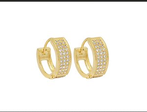 BB 3098 Brinco Argolinha Pavê Zirconias 1cm BRUNA Semijoias