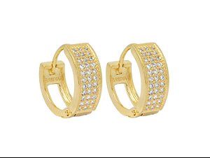 BB 3099 Brinco Argolinha Pavê Zirconias 1,5cm BRUNA Semijoias