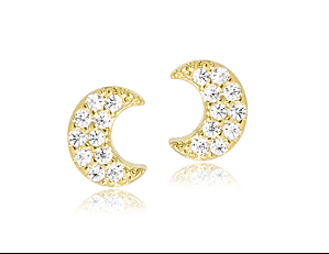 BB 3159 Brinco Lua Cravejada Baby BRUNA Semijoias