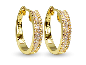 BB 3196 Brinco Argola 1,9CM Carrê Zirconia Branca BRUNA Semijoias