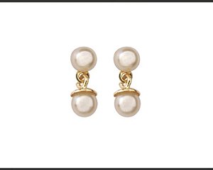 BB 0531 Brinco Infantil Pérolinha Pendurada Tarraxa Baby BRUNA Semijoias