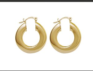 BB 2750 Brinco Argola Chapada Abaulada Polida 3cm BRUNA Semijoias