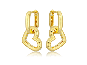 BB 3138 Brinco Polido Elo c/ Coração Pendurado BRUNA Semijoias