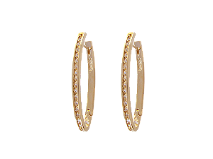 BB 1829 Brinco Argola Oval 4cm c/ Zirconias BRUNA Semijoias