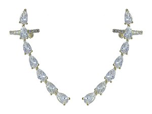 BB 2858 Brinco "Ear Cuff" Navetes Zirconia 4cm BRUNA Semijoias